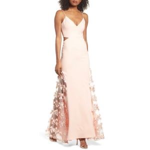 Maria Bianca Nero Alex V-Neck Sheer Panel Gown